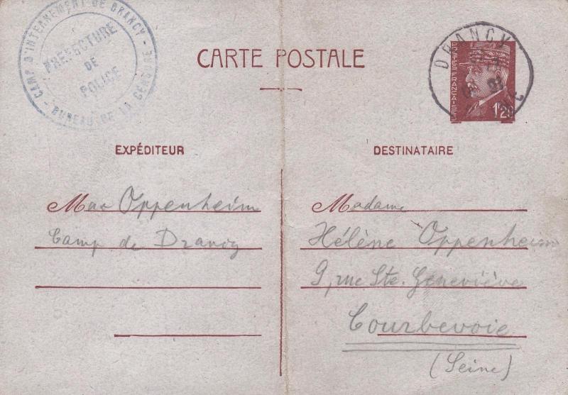 Postkarte aus Drancy, Vorderseite; Foto: Familienbesitz