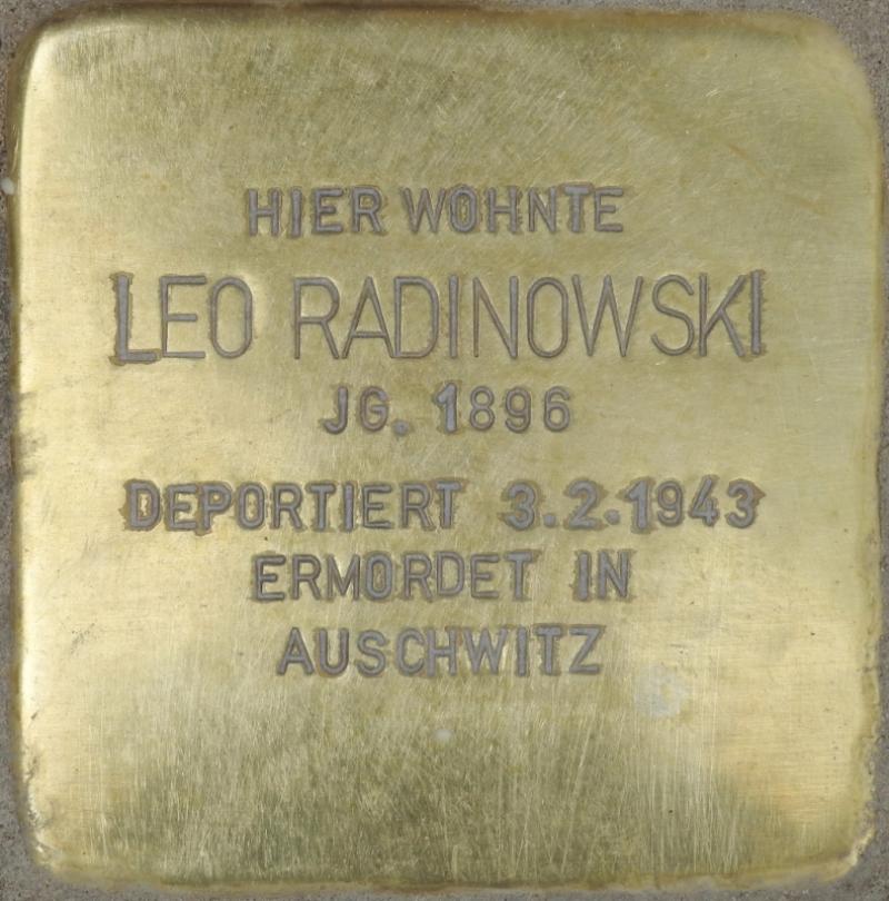 Stolperstein Leo Radinowski Bild: Stolpersteine-Initiative CW, Hupka