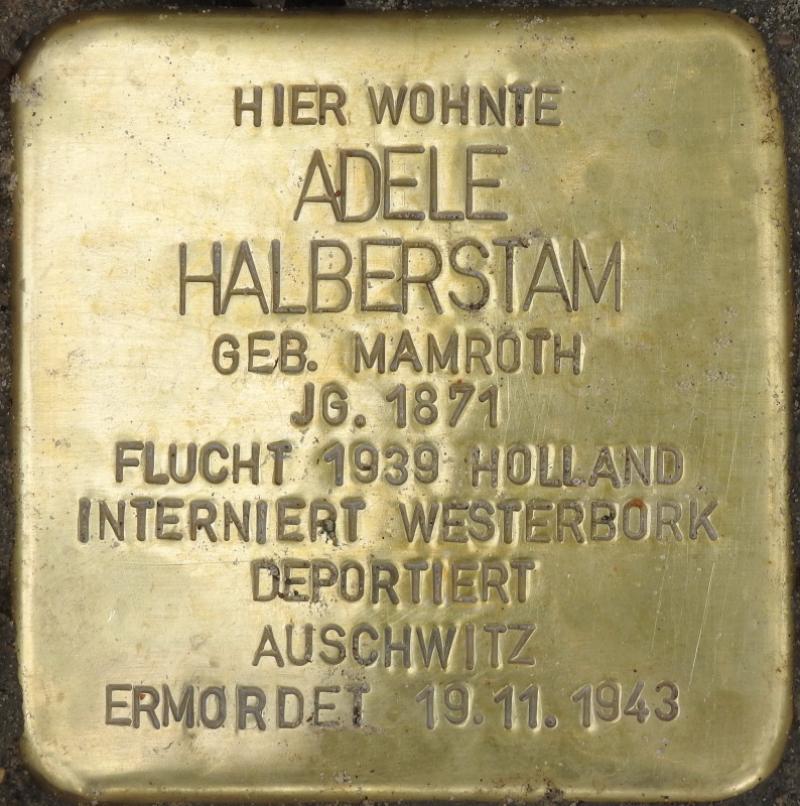 Stolperstein Adele Halberstam, Bild: Stolperstein-Initiative CW / Hupka