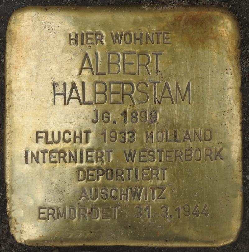 Stolperstein Albert Halberstam, Bild: Stolperstein-Initiative CW / Hupka