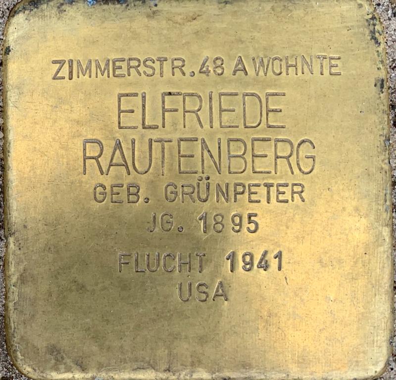 Stolperstein Elfriede Rautenberg © Hans-Wilhelm Saure