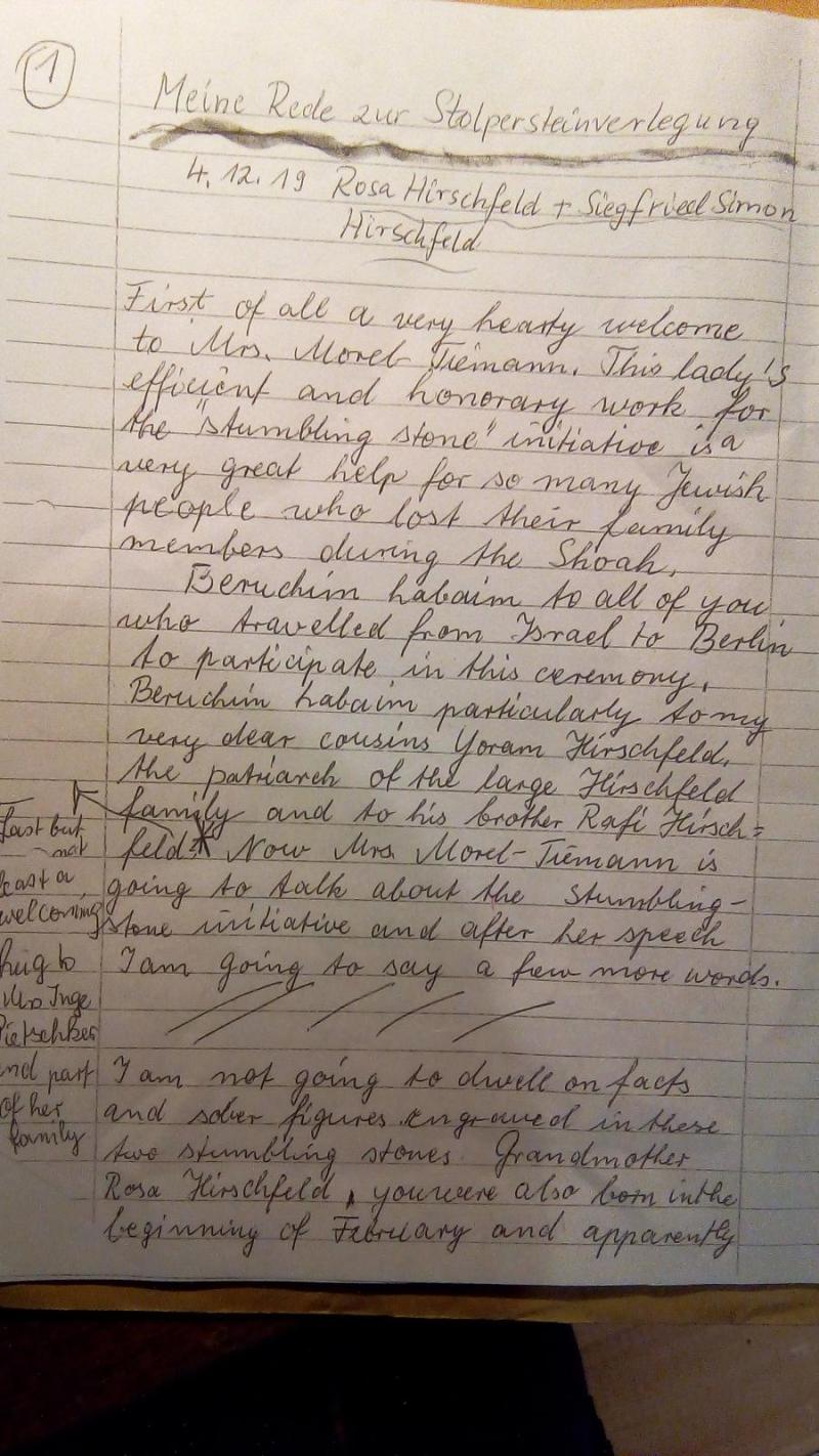 Rede von Enkelin Ilana Ruth Heilfron, Seite 1