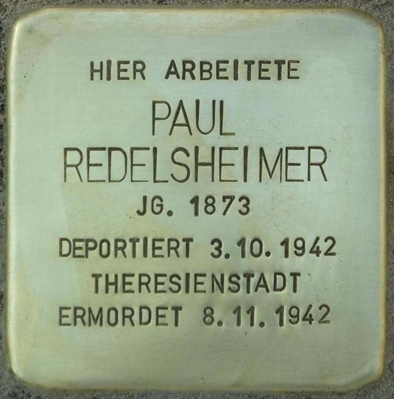 Stolperstein Paul Redelsheimer Bild: Stolpersteine-Initiative CW, Hupka