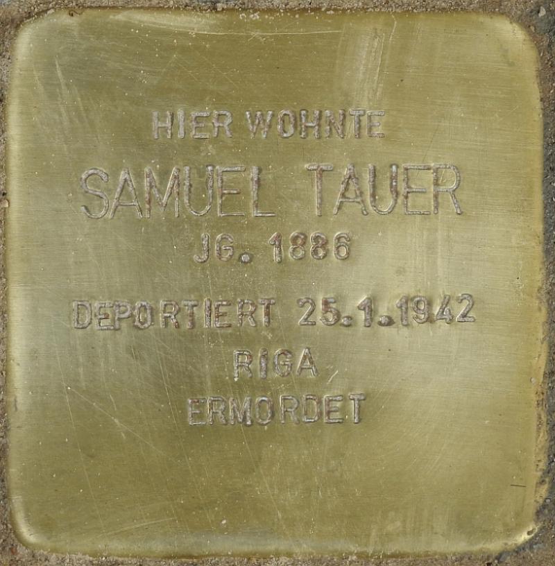 Stolperstein Samuel Tauer © Stolpersteine-Initiative CW, Hupka