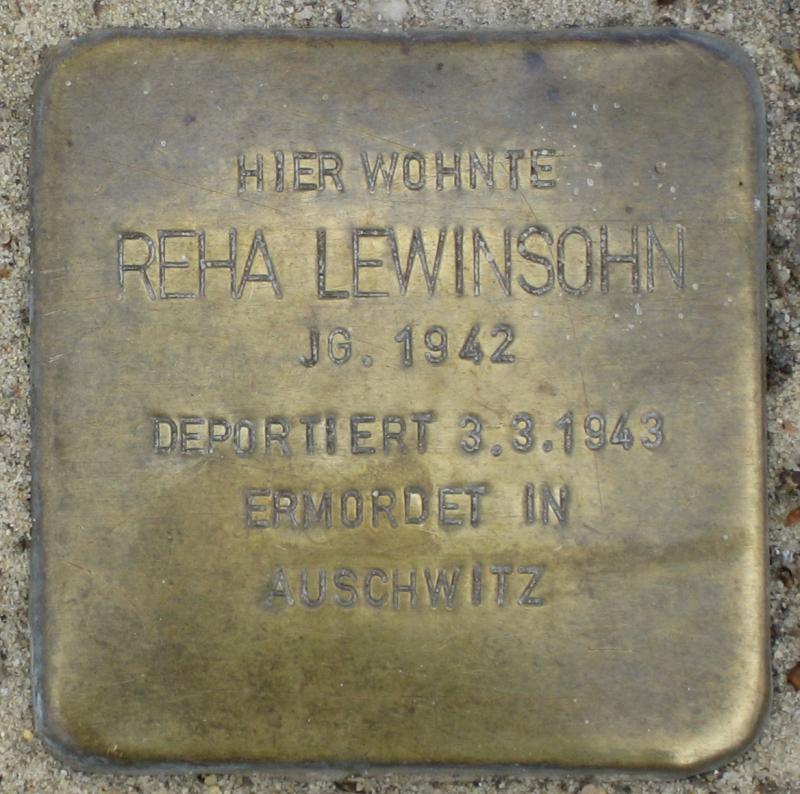 Stolperstein für Reha Lewinsohn.