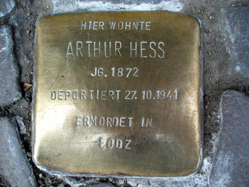 Stolperstein für Arthur Hess Foto: Initiative Stolpersteine Charlottenburg-Wilmersdorf