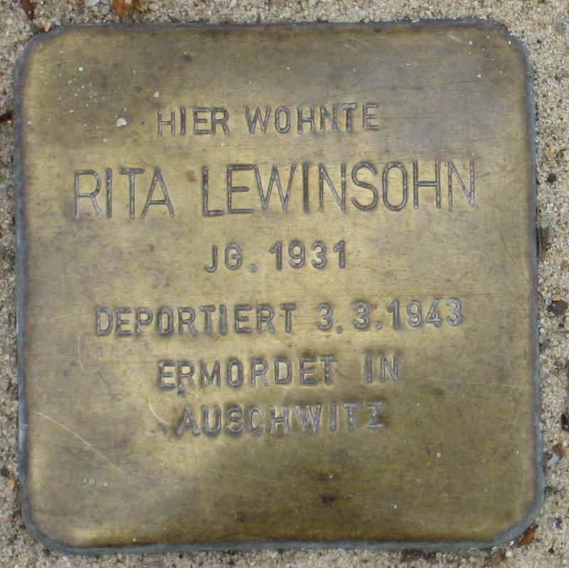 Stolperstein für Rita Lewinsohn.