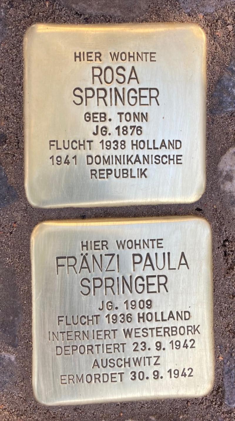 Stolpersteine Rosa und Fränzi Springer © Koordinierungsstelle Stolpersteine Berlin