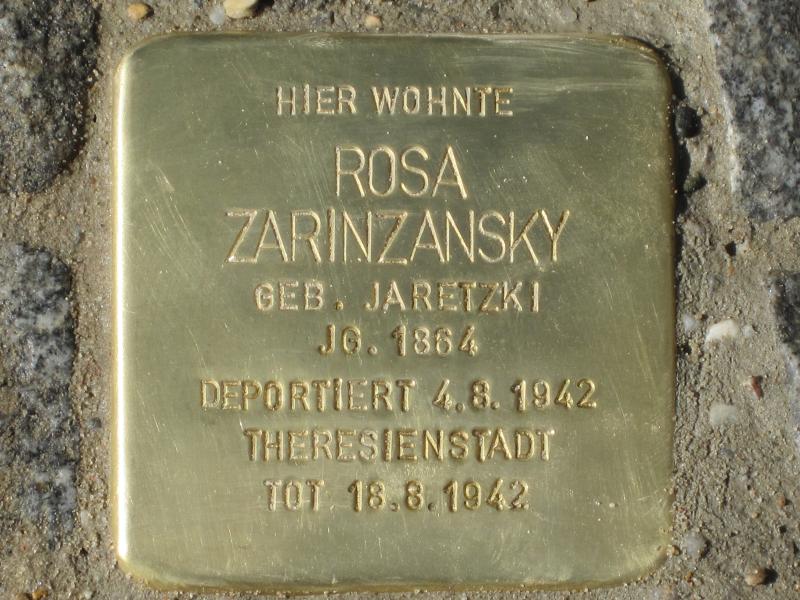 Stolperstein für Rosa Zarinzansky. Copyright: MTS
