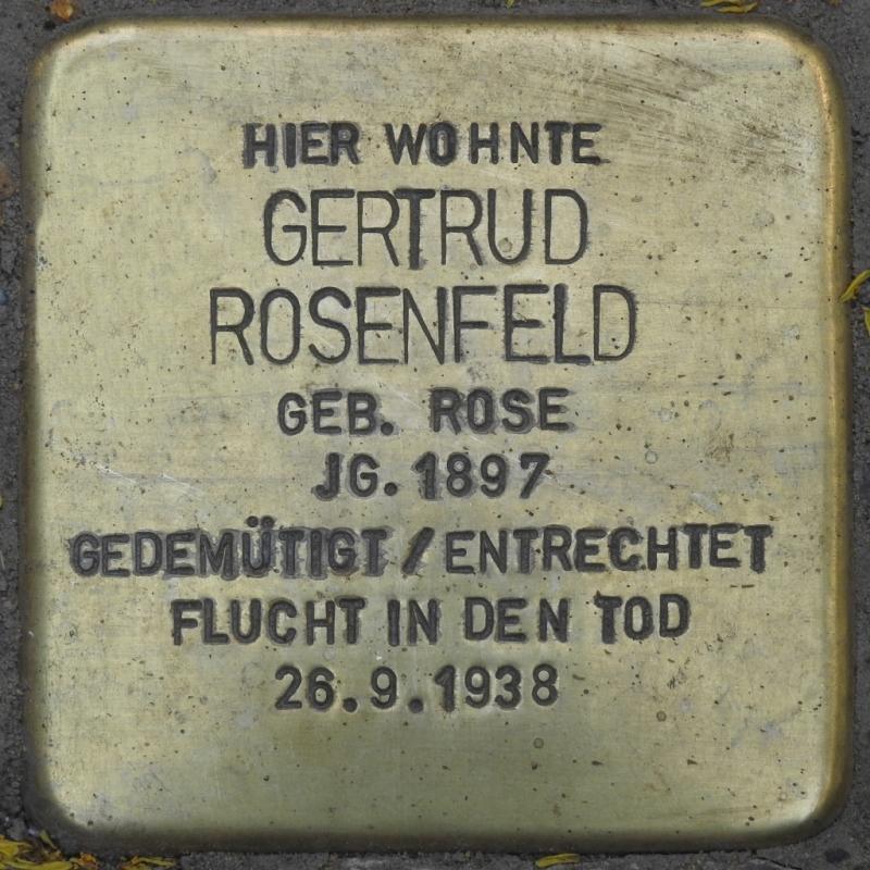 Stolperstein Gertrud Rosenfeld Bild: Stolpersteine-Initiative CW, Hupka