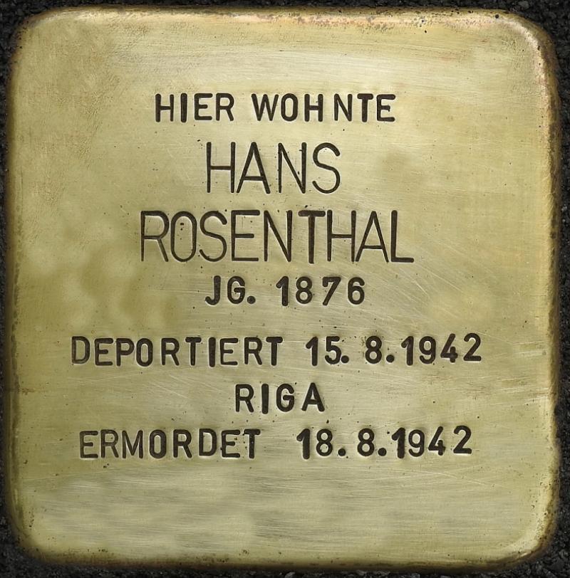 Stolperstein Hans Rosenthal Bild: Stolpersteine-Initiative CW, Hupka