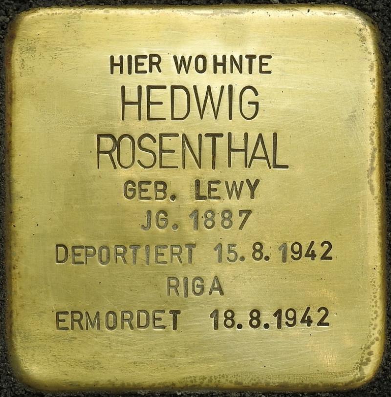 Stolperstein Hedwig Rosenthal Bild: Stolpersteine-Initiative CW, Hupka
