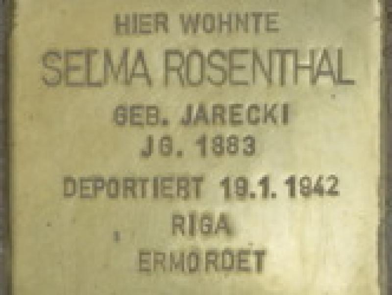 Stolperstein Selma Rosenthal, 2014 Bild: Stolpersteine-Initiative CW, Hupka