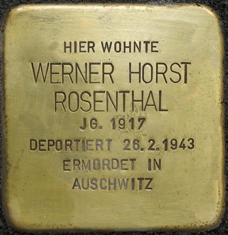 Stolperstein Werner Horst Rosenthal Bild: Stolpersteine-Initiative CW, Hupka