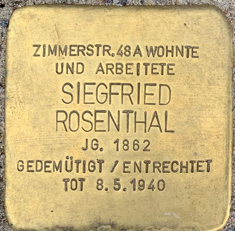 Stolperstein Siegfried Rosenthal © Hans-Wilhelm Saure