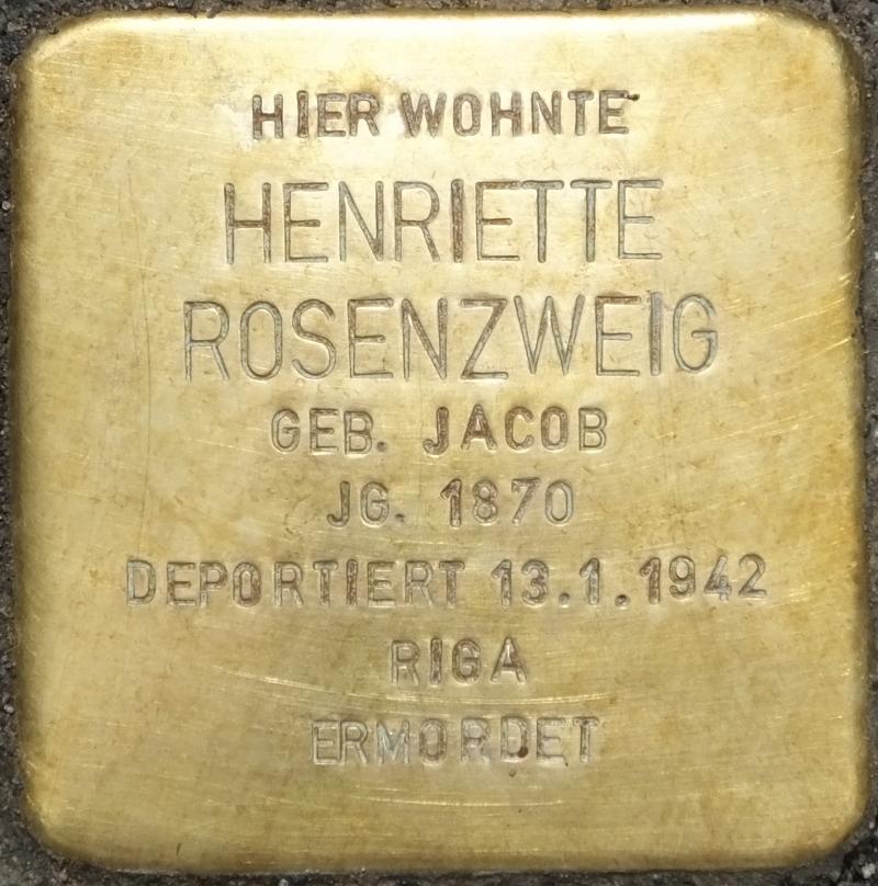 Stolperstein für Henriette Rosenzweig © H.-J.Hupka, 2015