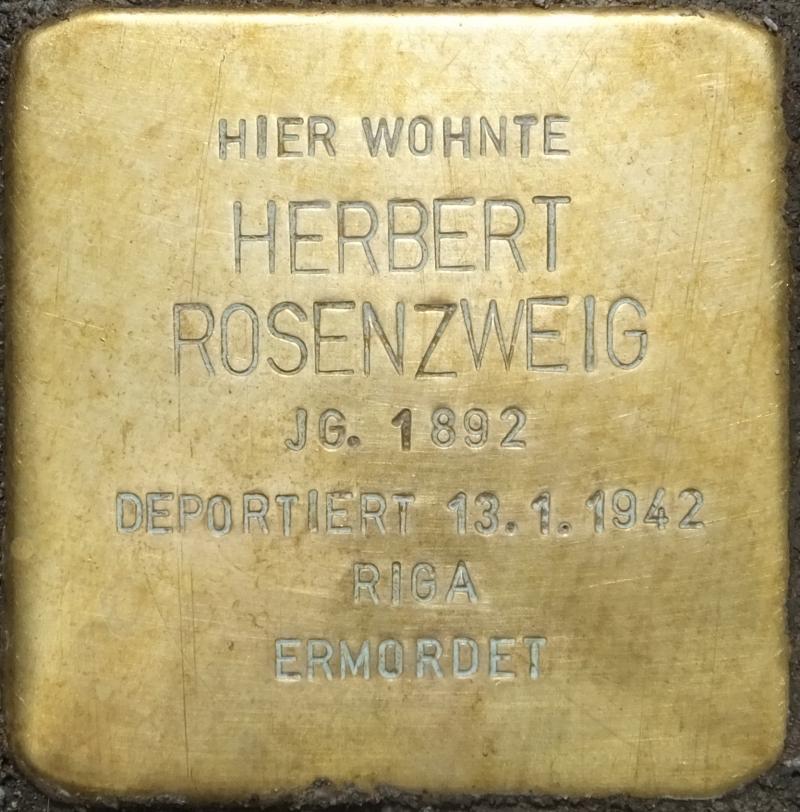 Stolperstein für Herbert Rosenzweig © H.-J.Hupka, 2015