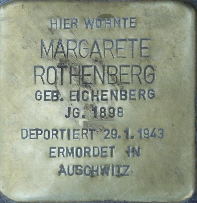 Stolperstein für Margarete Rothenberg; Foto: H.-J.Hupka 2015