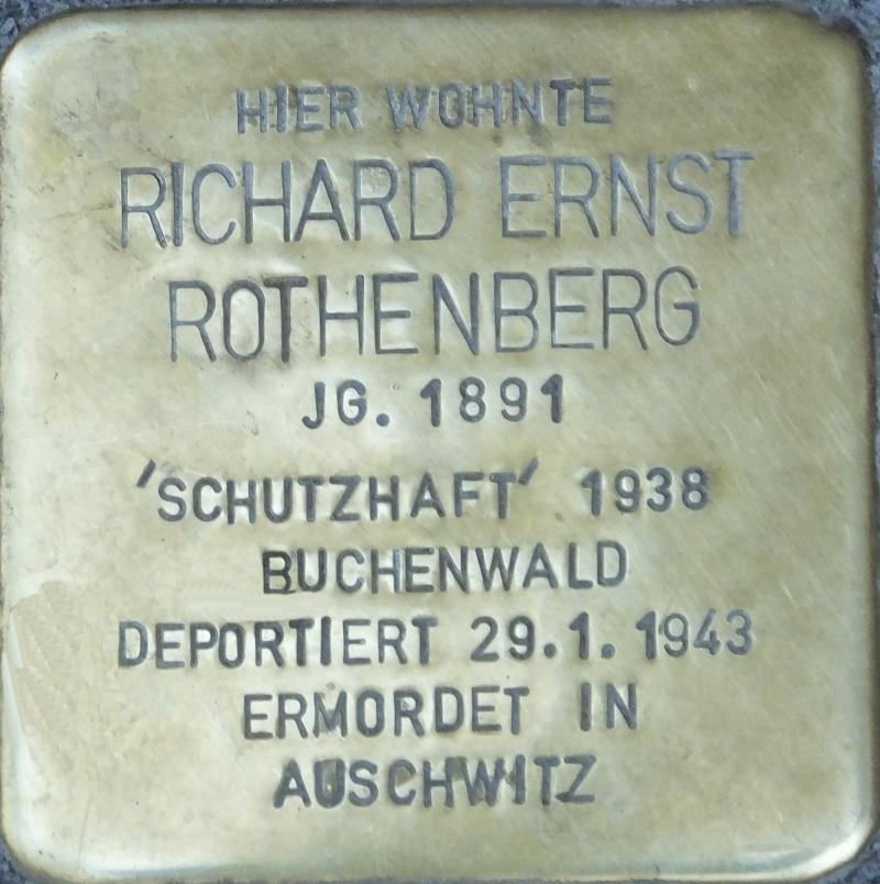 Stolperstein für Richard Ernst Rothenberg; Foto: H.-J.Hupka 2015