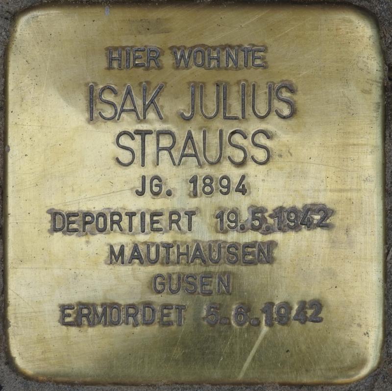 Stolperstein Isak Julius Strauss; Bild: Stolpersteine-Initiative CW, Hupka