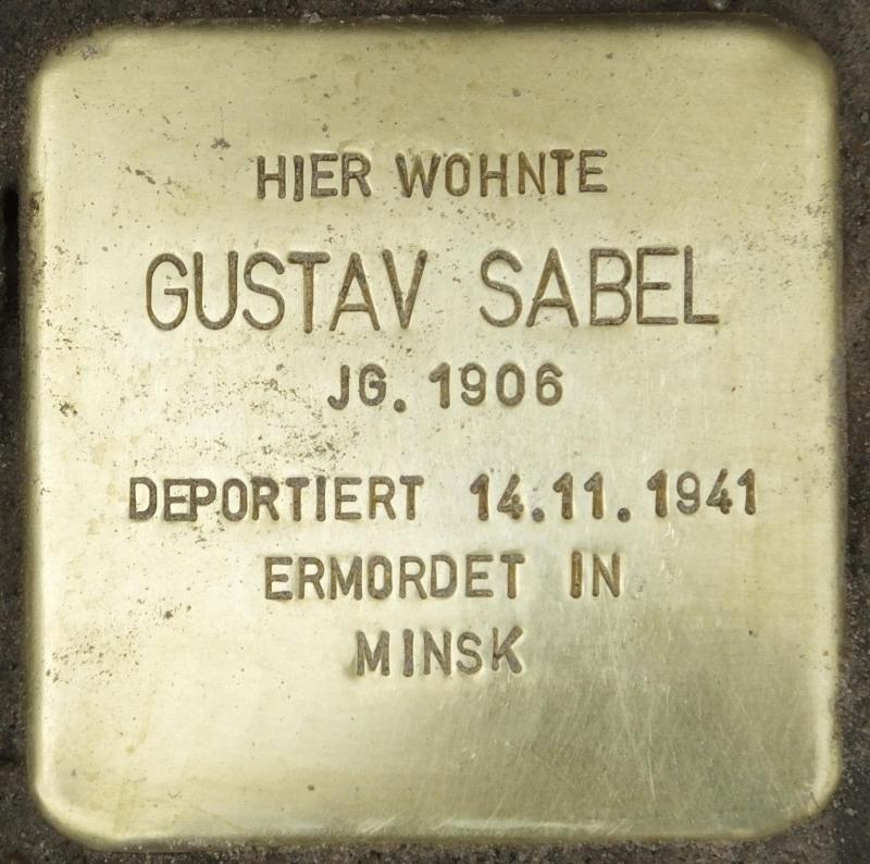 Stolperstein Gustav Sabel, Foto:H.-J. Hupka, 2014