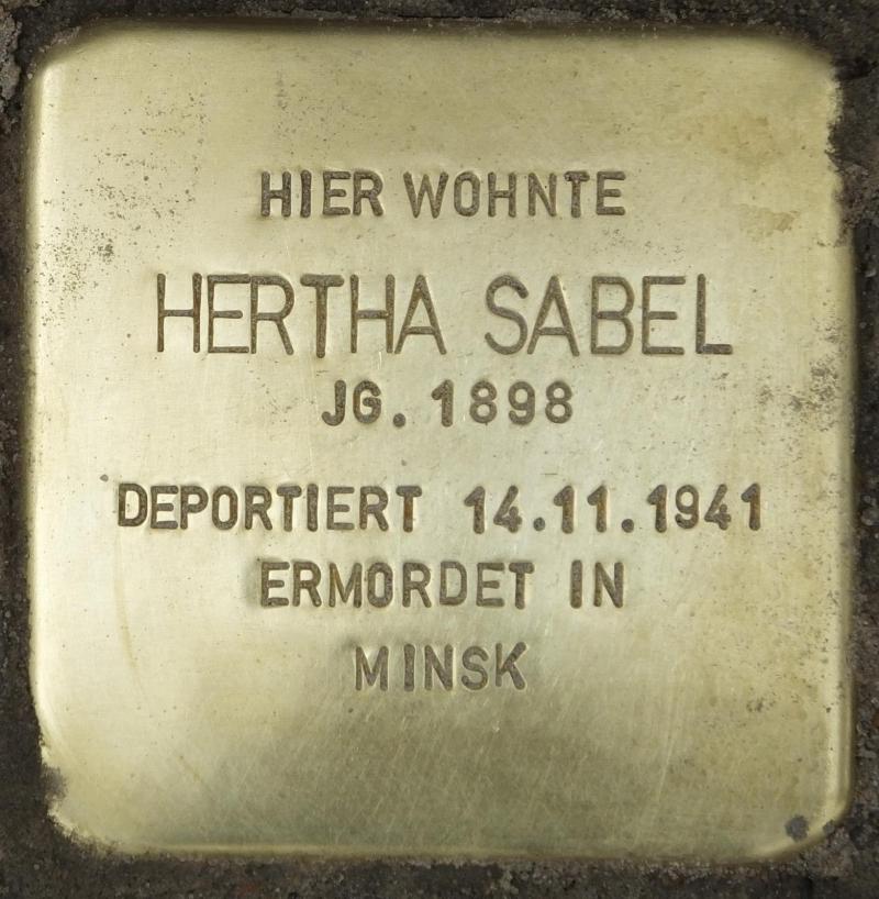 Stolperstein Hertha Sabel, Foto:H.-J. Hupka, 2014