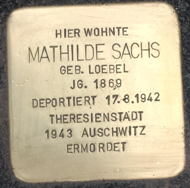 Stolperstein Mathilde Sachs (Projekt-Stolpersteine)