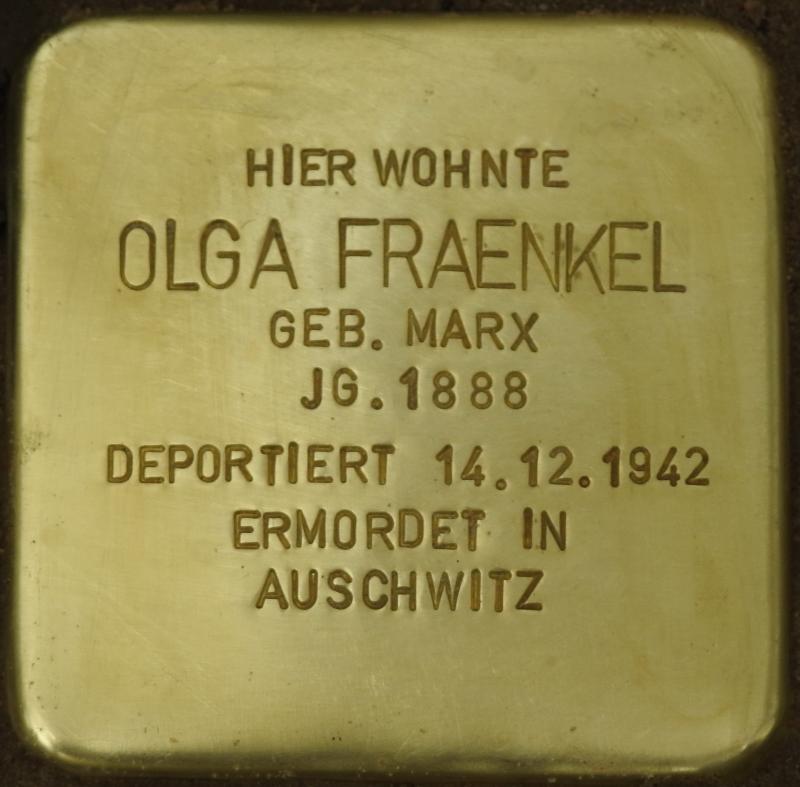 Stolperstein für Olga Fraenkel, Bild: H.-J. Hupka