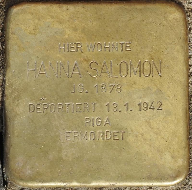 Stolperstein Hanna Salomon Bild: Stolpersteine-Initiative CW, Hupka