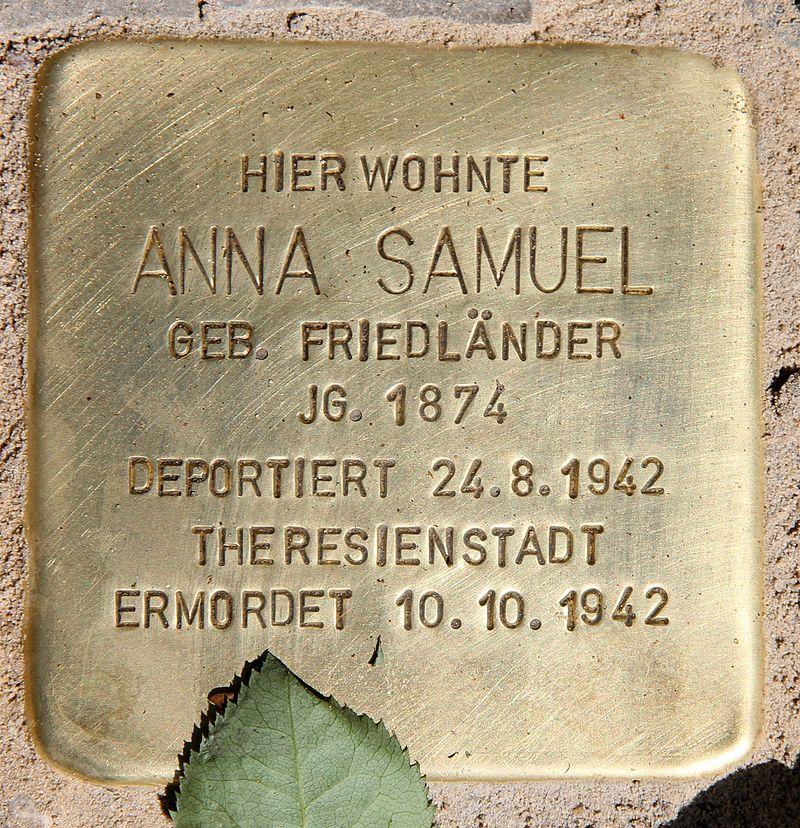 Stolperstein Anna Samuel Bild: OTFW
