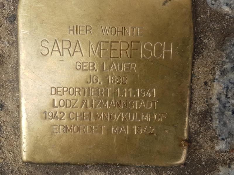 Stolperstein Sara Meerfisch, Foto: Initiative