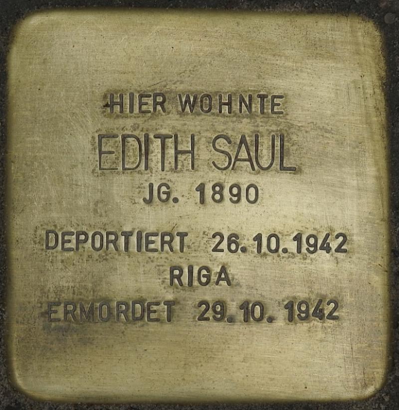 Stolperstein Edith Saul Bild: Stolpersteine-Initiative CW, Hupka