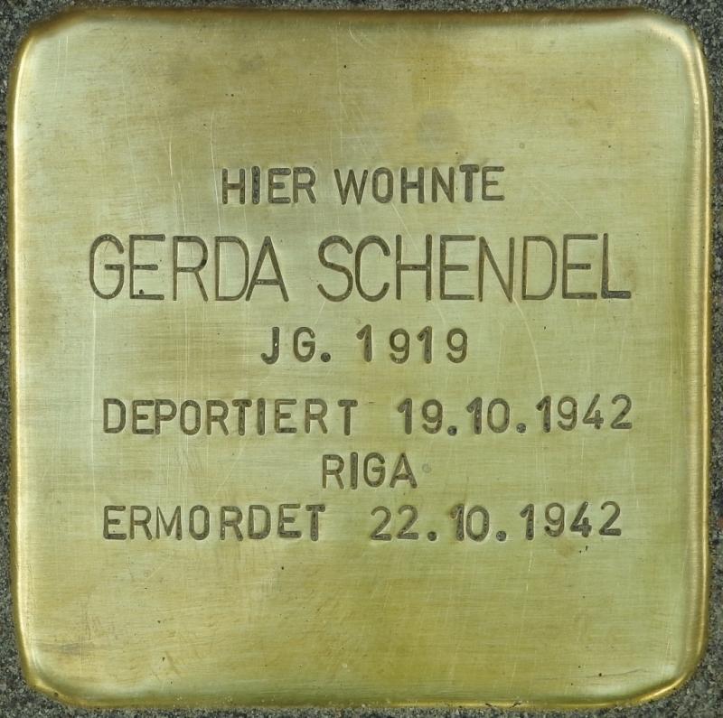 Stolperstein Gerda Schendel Bild: Stolpersteine-Initiative CW, Hupka
