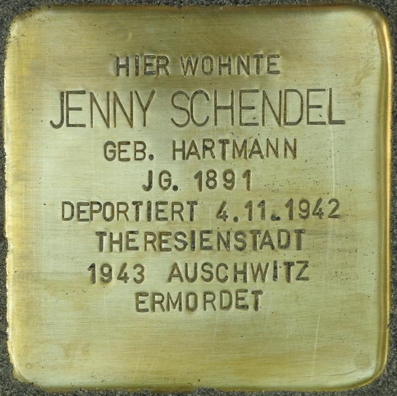 Stolperstein Jenny Schendel Bild: Stolpersteine-Initiative CW, Hupka