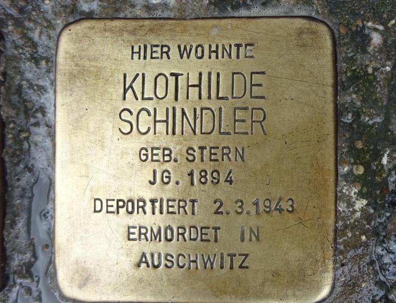 Stolperstein Klothilde Schindler © S.Davids