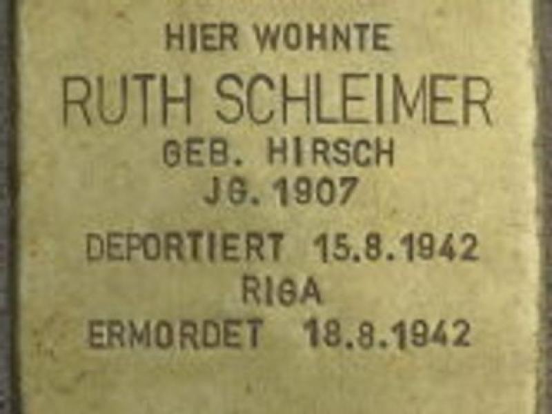 Stolperstein Ruth Schleimer; Bild: H.-J. Hupka 