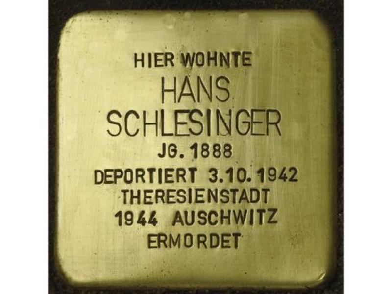 Stolperstein Hans Schlesinger, Foto: H.J. Hupka
