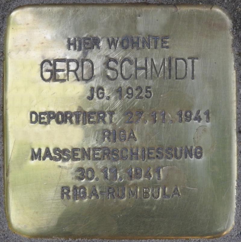 Stolperstein Gerd Schmidt Bild: Stolpersteine-Initiative CW, Hupka