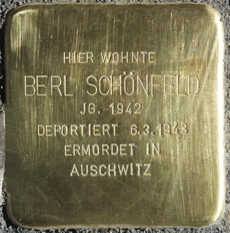 Stolperstein Berl Schönfeld Bild: Stolpersteine-Initiative CW, Hupka