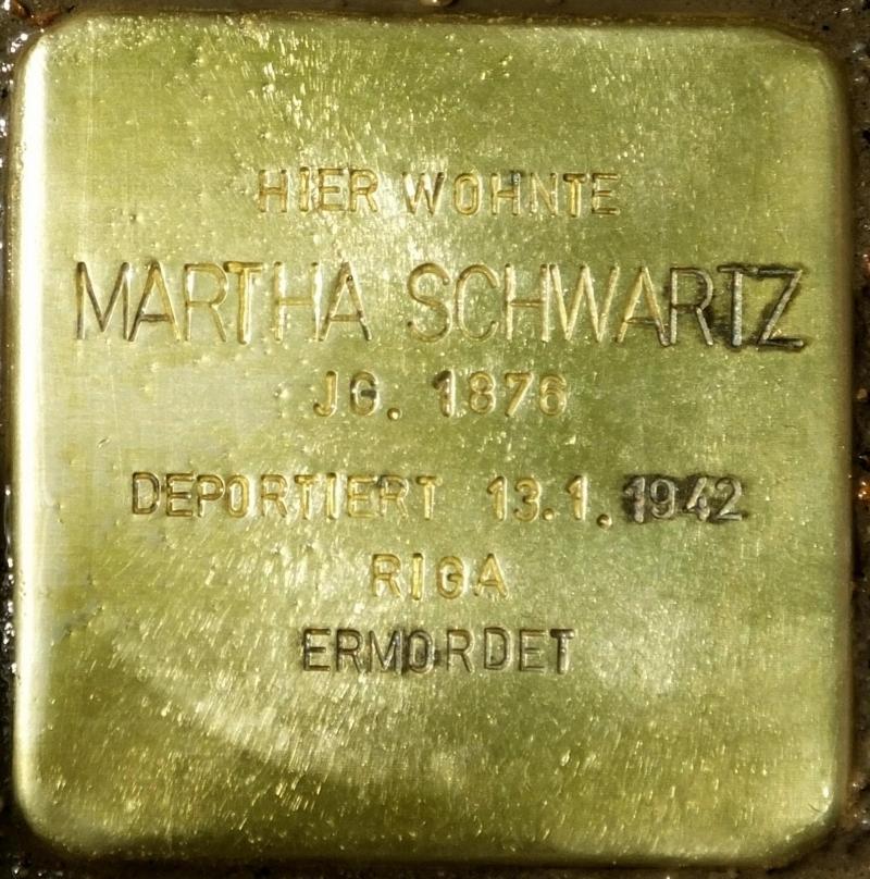 Stolperstein für Martha Schwartz, Foto: CW Hupka, 2015