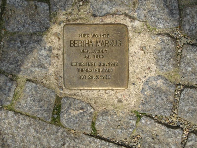 Stolperstein für Bertha Markus. Copyright: MTS