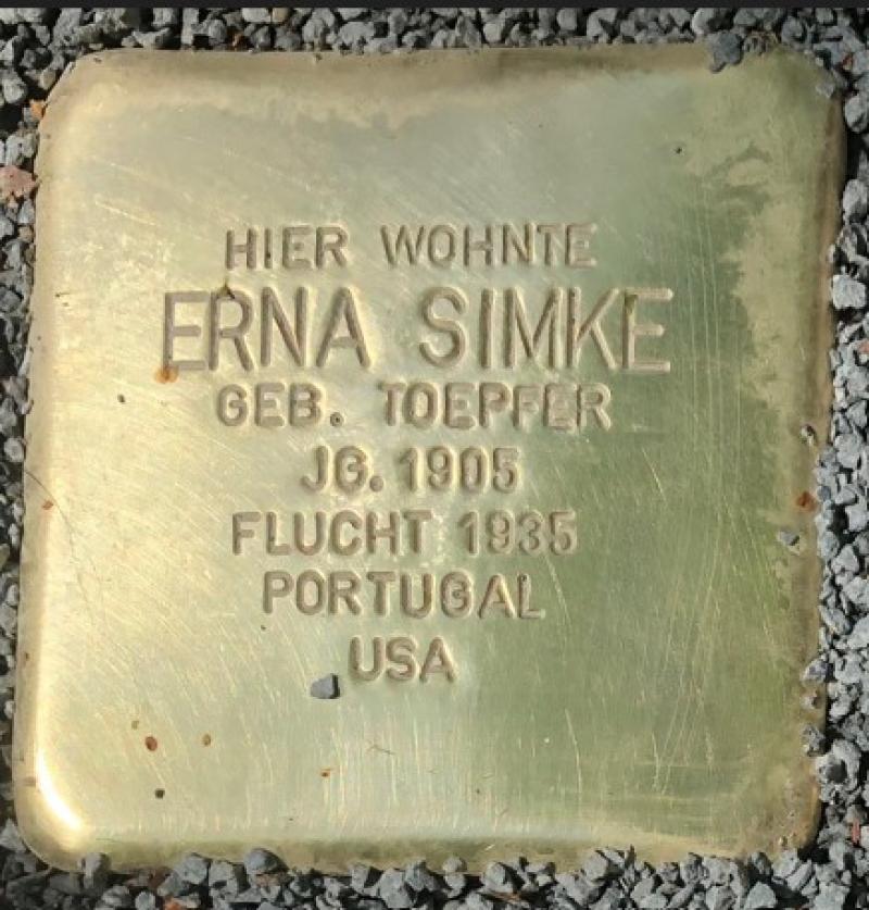 Stolperstein Erna Simke, geborene Toepfer © S. Davids