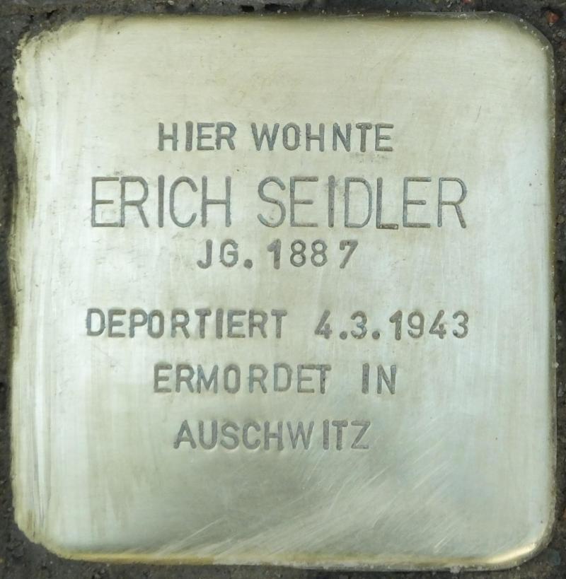 Stolperstein Erich Seidler Bild: Stolpersteine-Initiative CW, Hupka