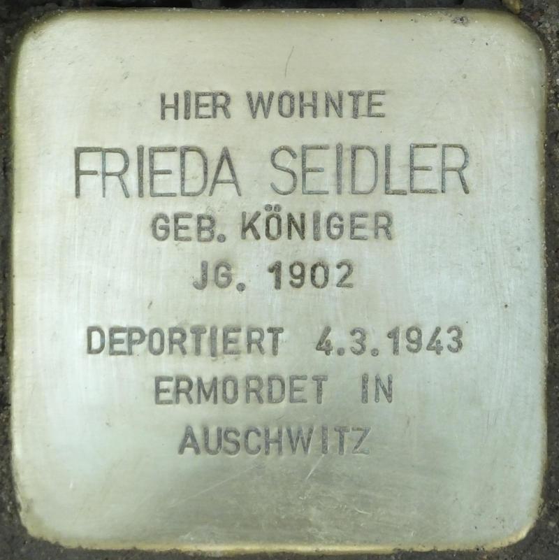 Stolperstein Frieda Seidler Bild: Stolpersteine-Initiative CW, Hupka