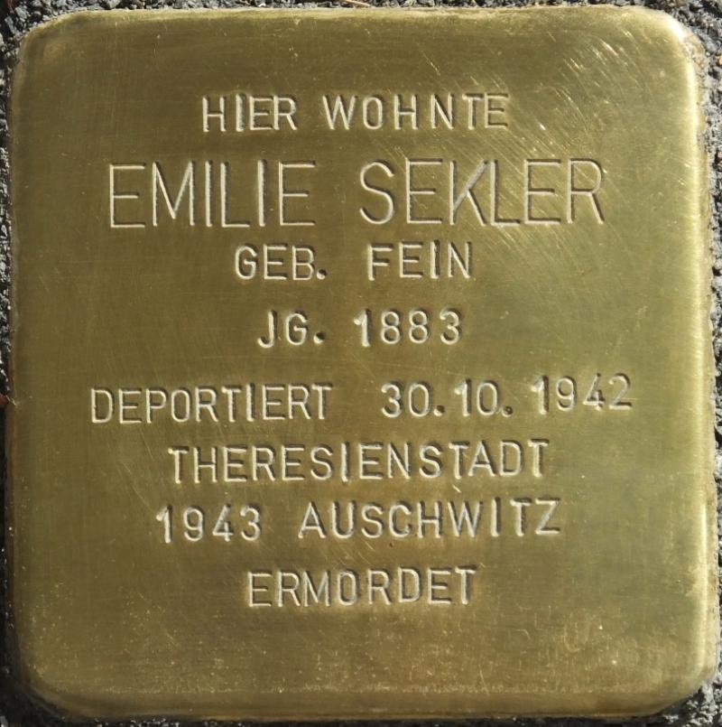 tolperstein Emilie Sekler Bild: Stolpersteine-Initiative CW, Hupka