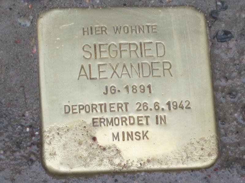 Stolperstein für Siegfried Alexander. Copyright: MTS