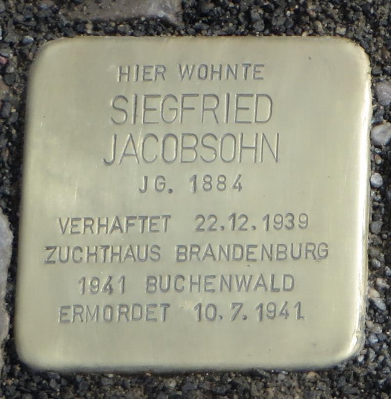 Stolperstein für Siegfried Jacobsohn