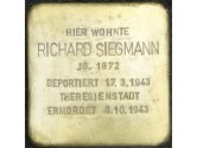Stolperstein Richard Siegmann Bild: Stolpersteine-Initiative CW, Hupka