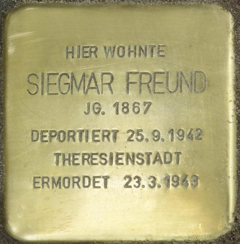 Stolperstein Sigmar Freund Bild: Stolpersteine-Initiative CW, Hupka