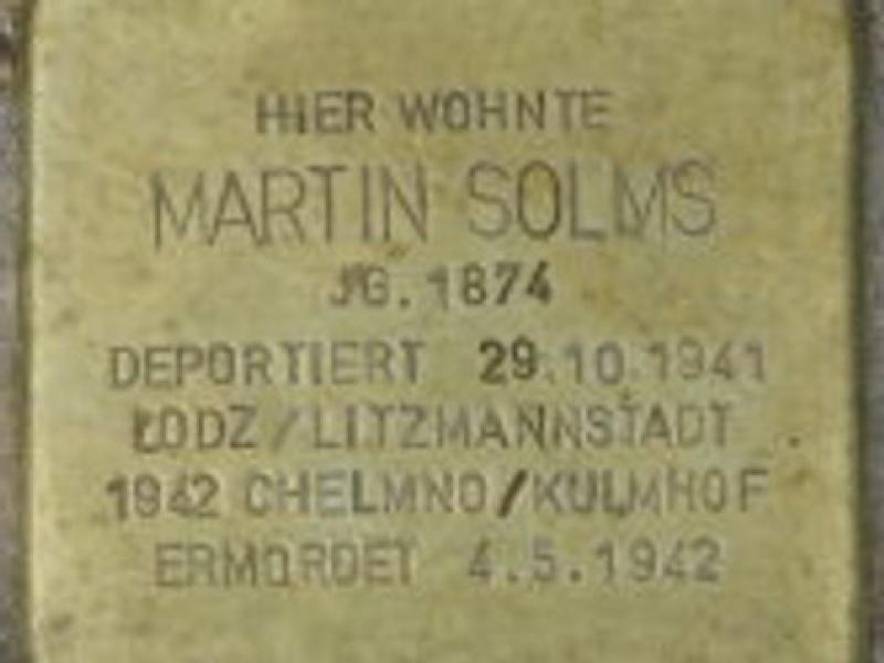 Stolperstein Martin Solms, Bild: Stolperstein-Initiative CW, Hupka